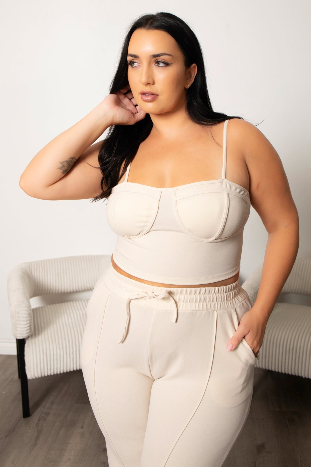 Plus Size Lirael Bustier & Pant  Set- Tan