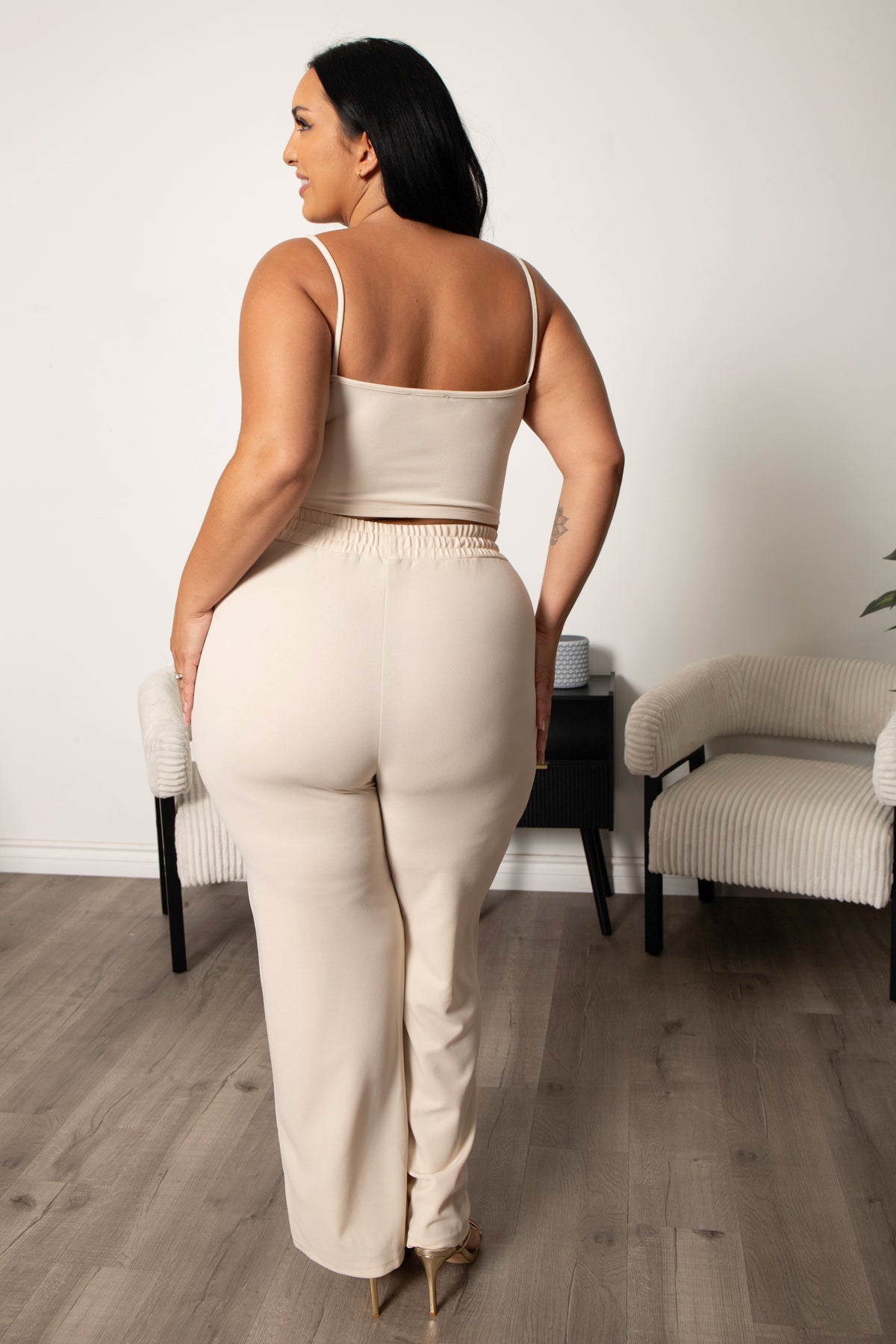 Plus Size Lirael Bustier & Pant  Set- Tan