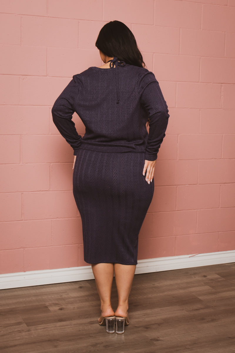 Plus Size Lyset 2PC Midi  Dress - Navy