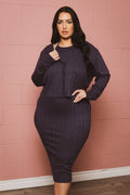Plus Size Lyset 2PC Midi  Dress - Navy