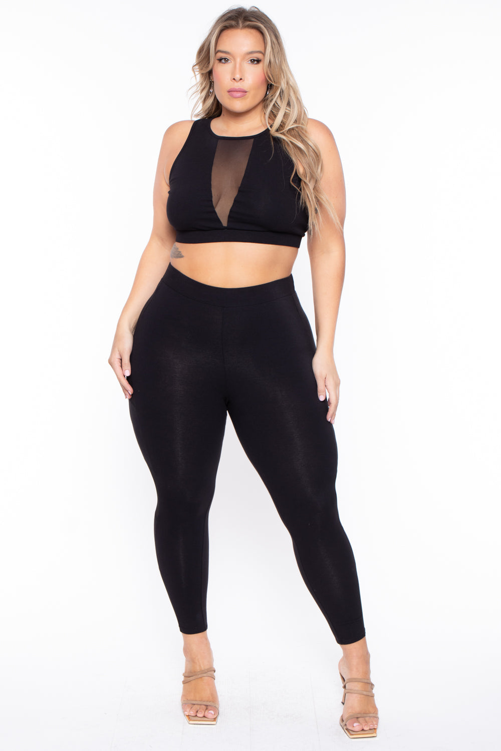 Plus Size Valerie Mesh Matching Set- Black