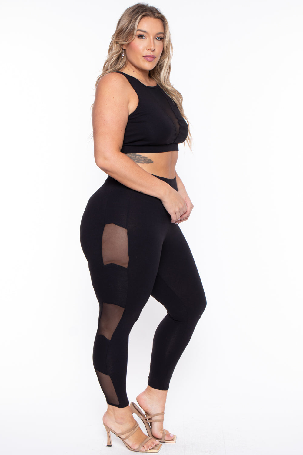 Plus Size Valerie Mesh Matching Set- Black