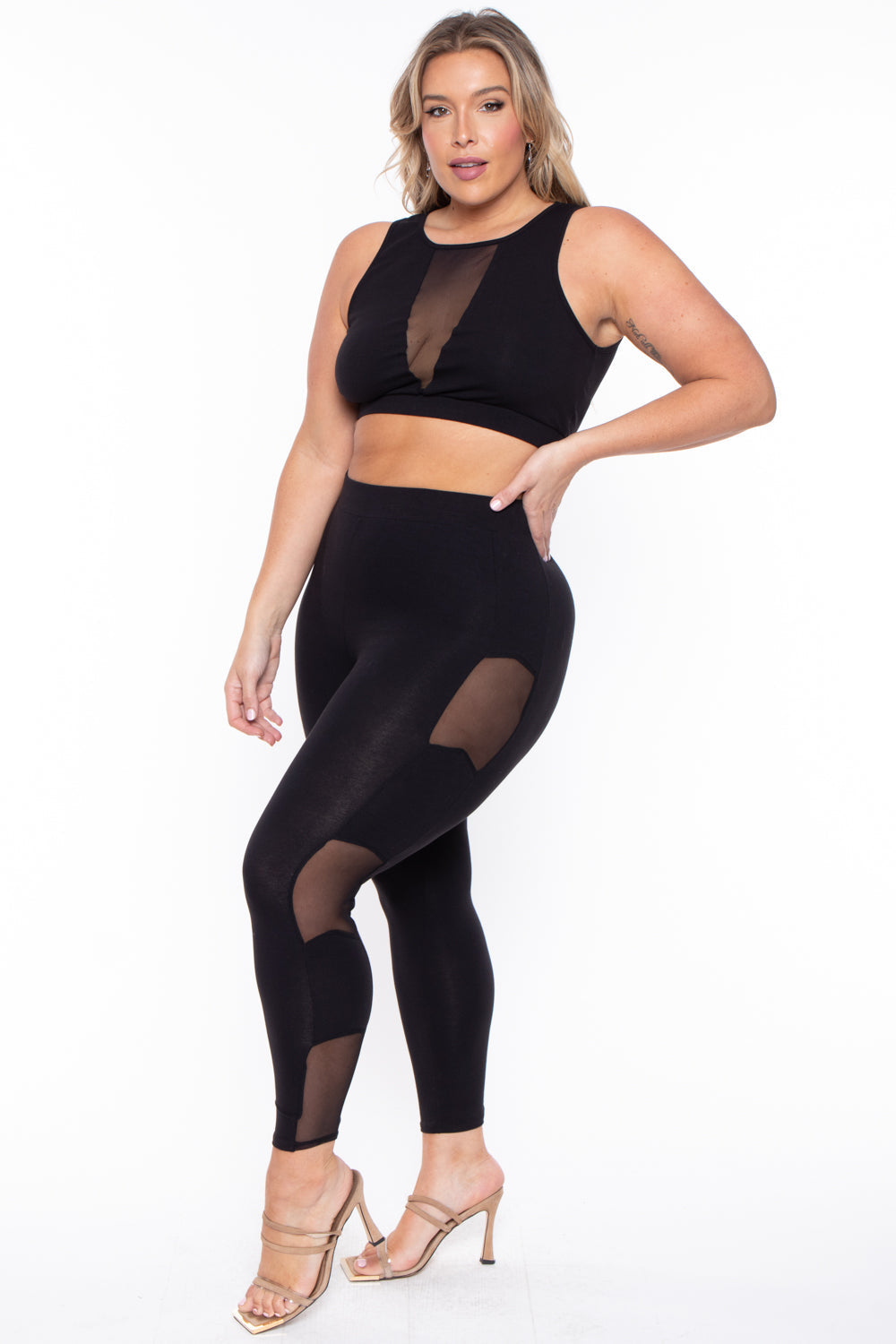 Plus Size Valerie Mesh Matching Set- Black