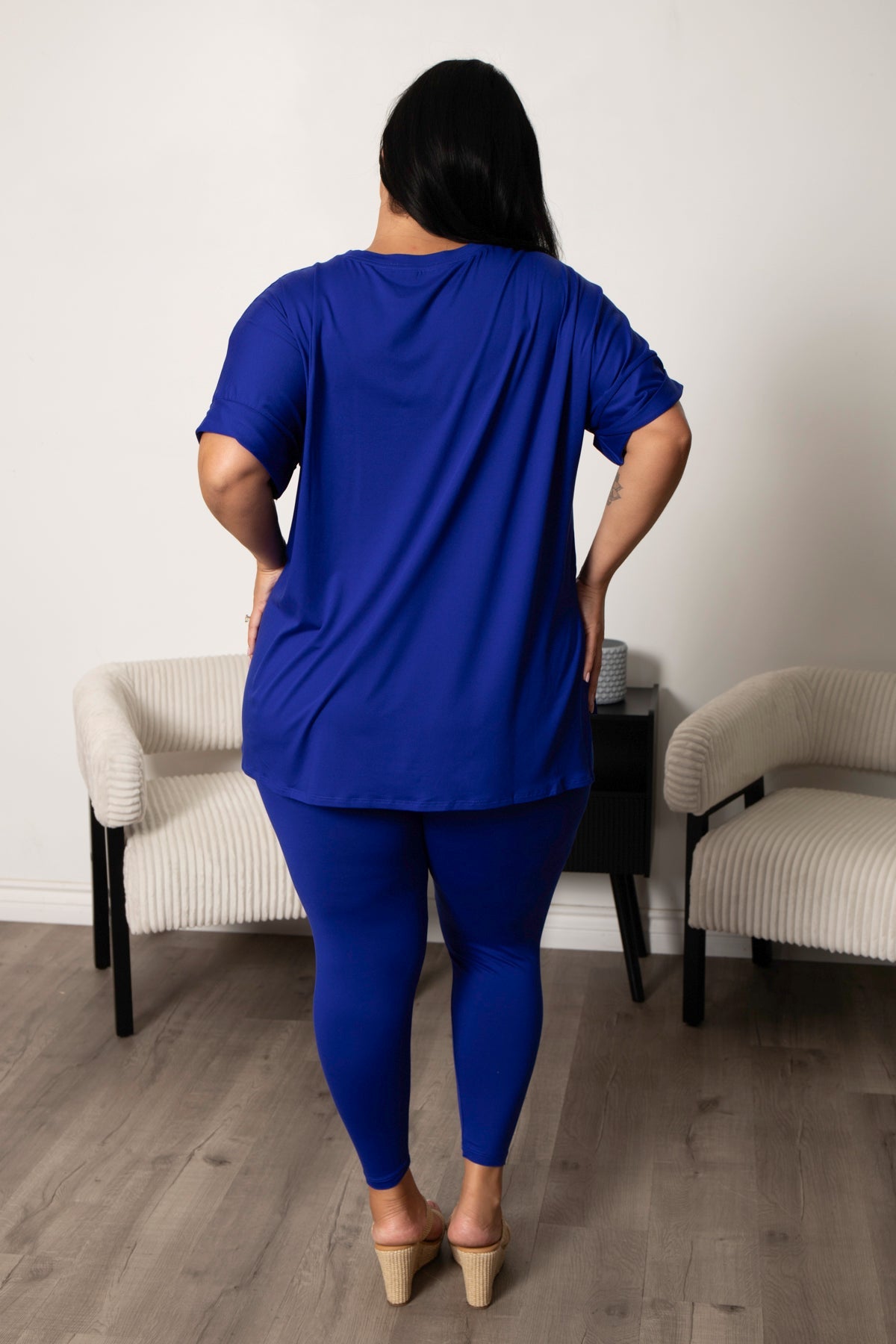 Plus Size Welkin Tee And Leggings Set - Blue
