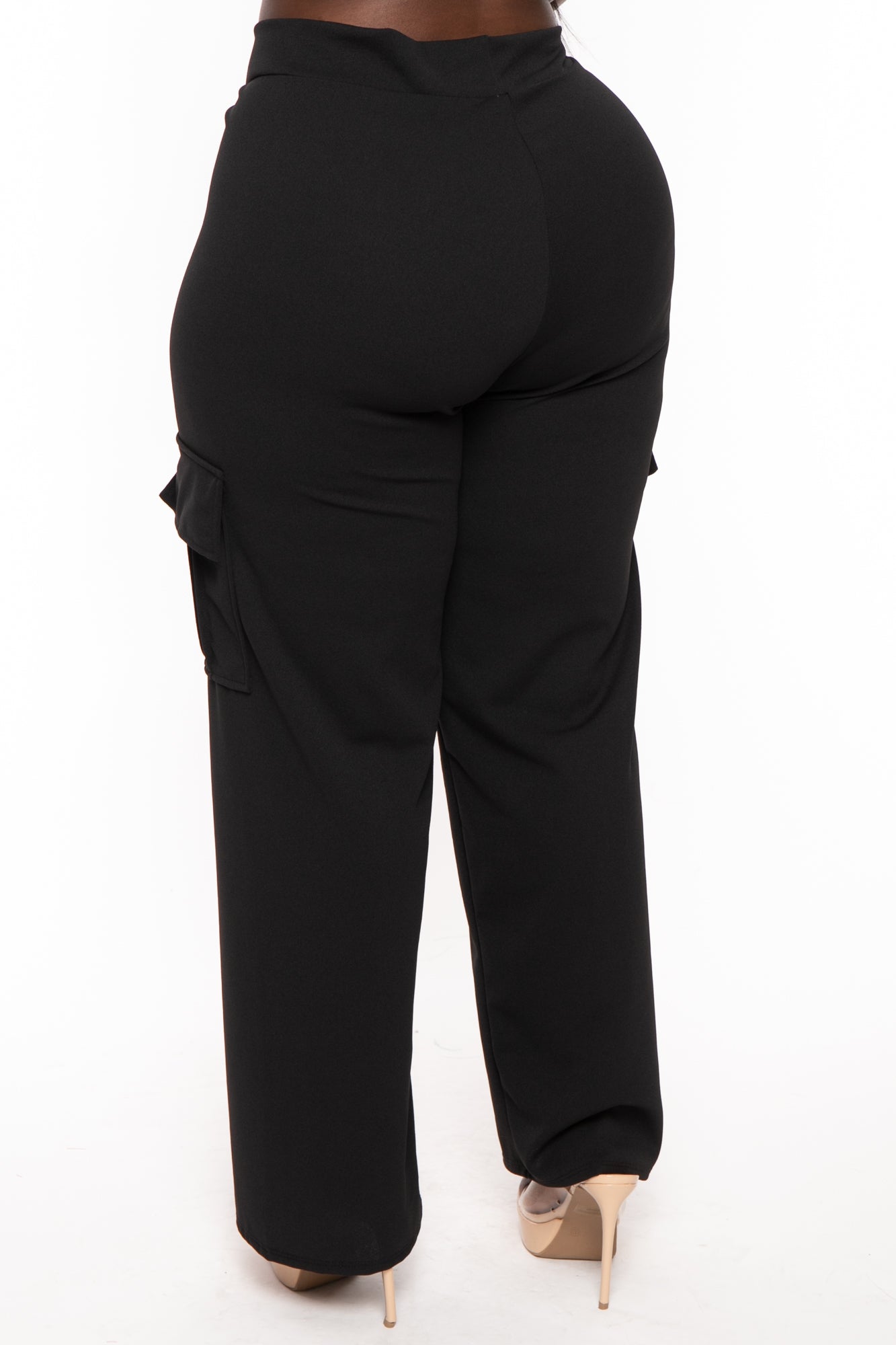 Plus Size Amy Pull Up Cargo Pants - Black
