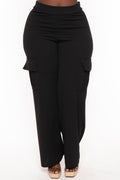 Plus Size Amy Pull Up Cargo Pants - Black