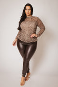 Plus Size  Smooth Edge Pant  - Brown