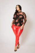 Plus Size  Smooth Edge Pant  - Red
