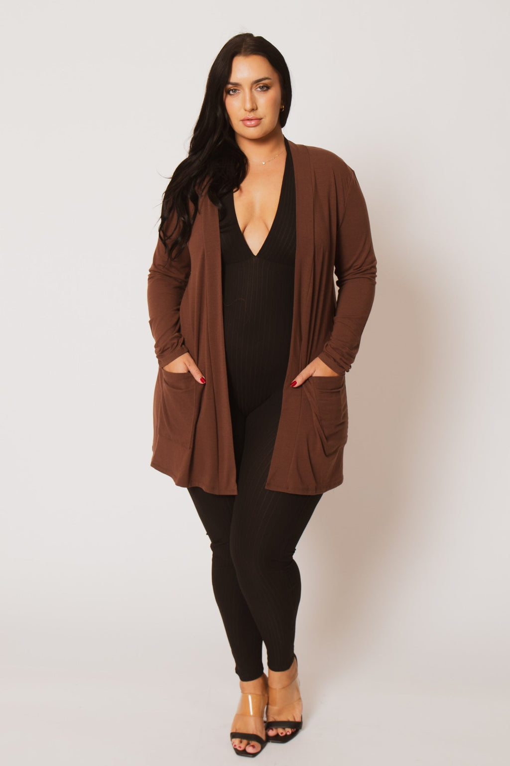 Plus Size Clara Cardigan  - Brown