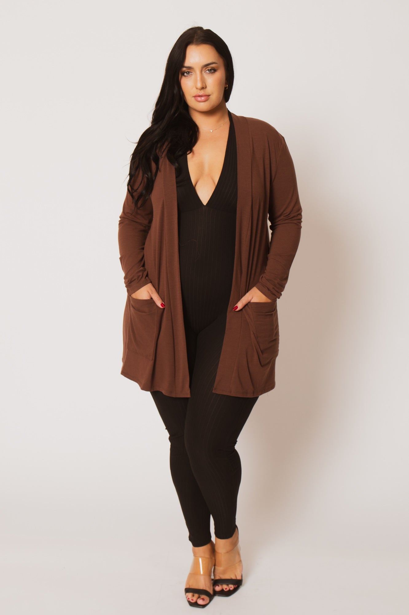 Plus Size Clara Cardigan  - Brown