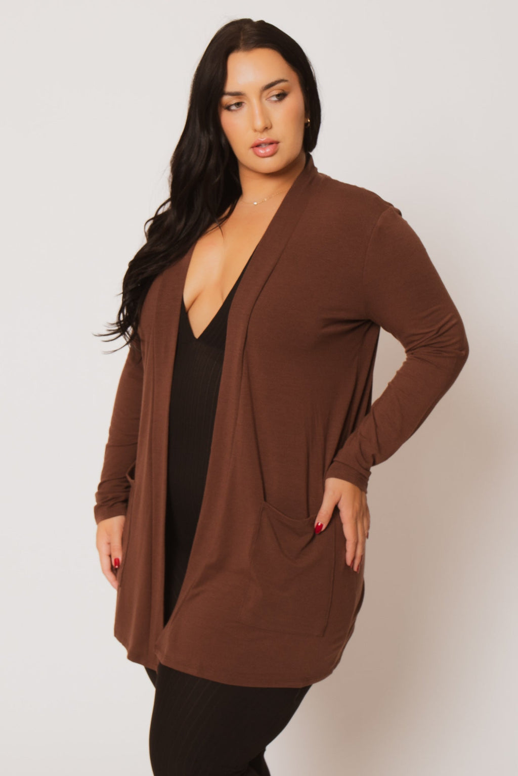 Plus Size Clara Cardigan  - Brown