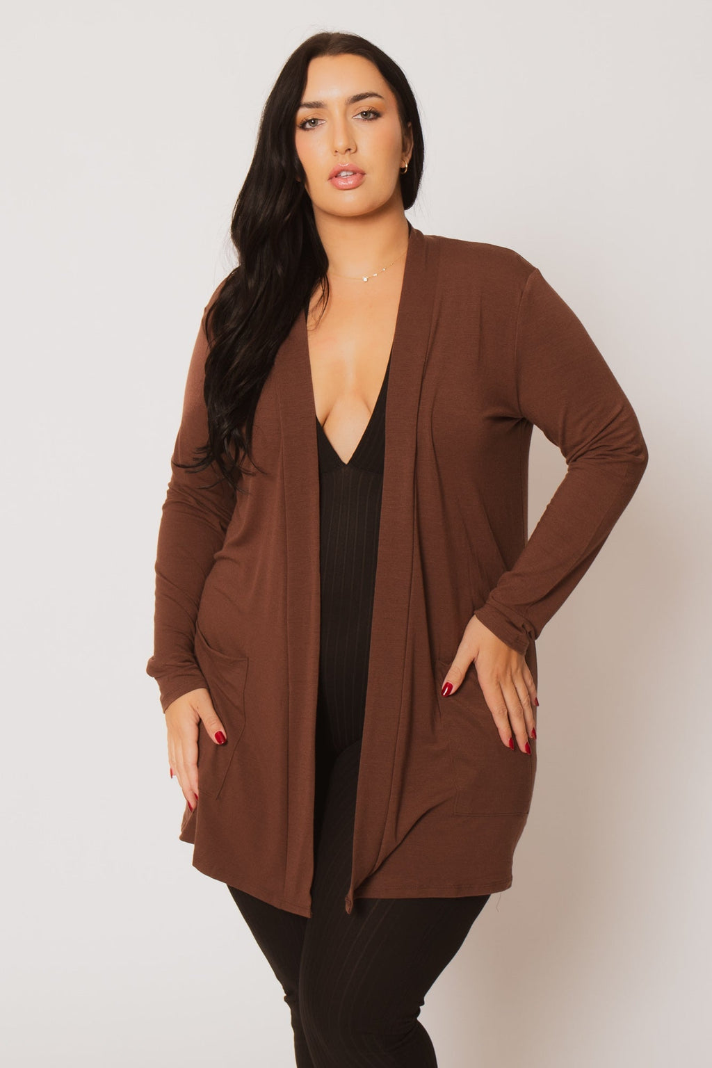 Plus Size Clara Cardigan  - Brown