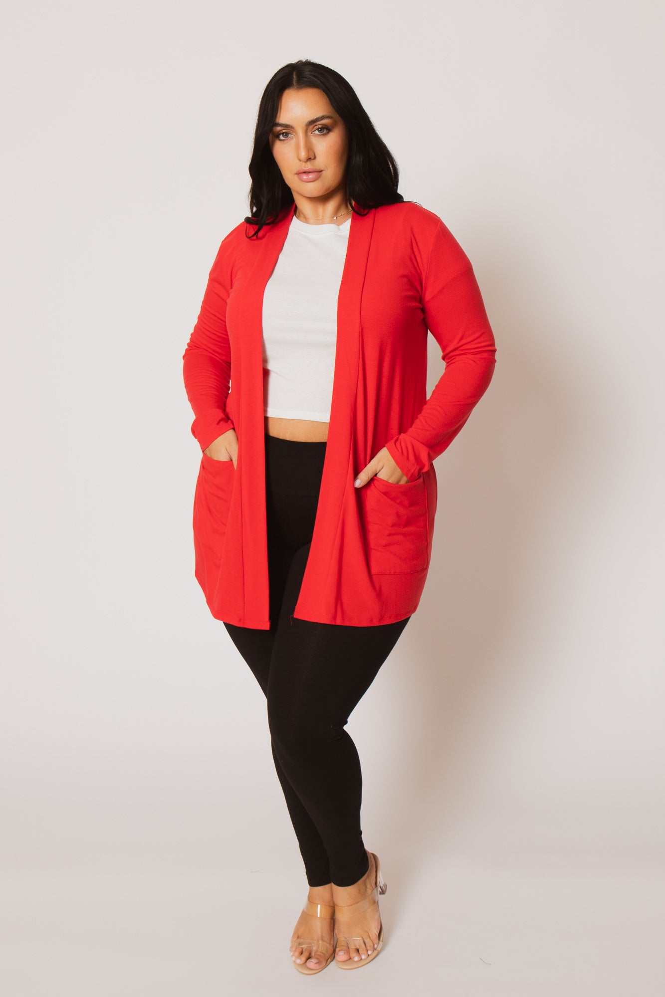 Plus Size Clara Cardigan  - Red