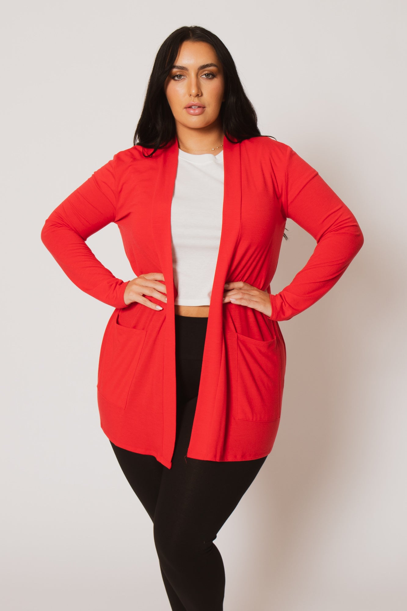 Plus Size Clara Cardigan  - Red