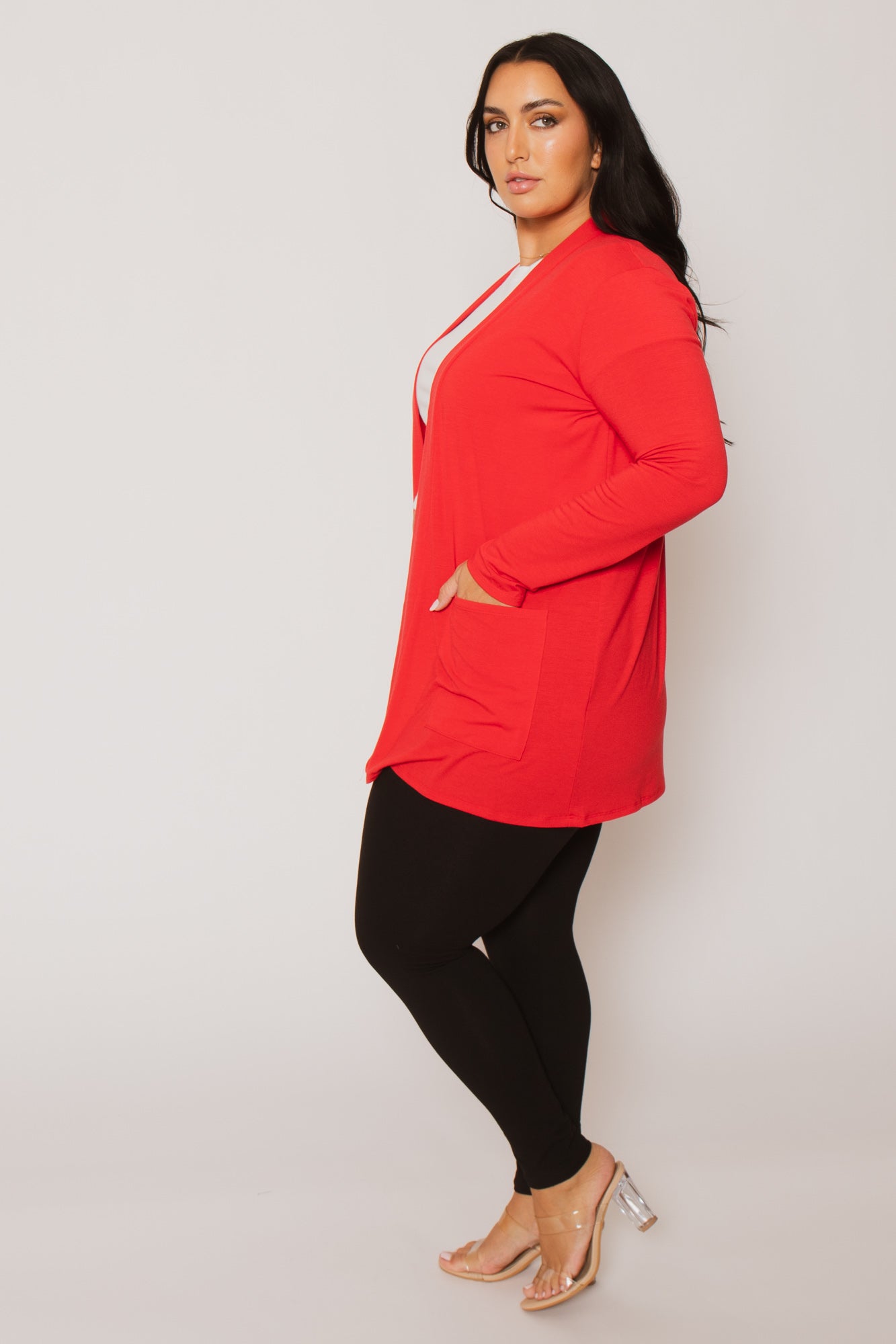 Plus Size Clara Cardigan  - Red
