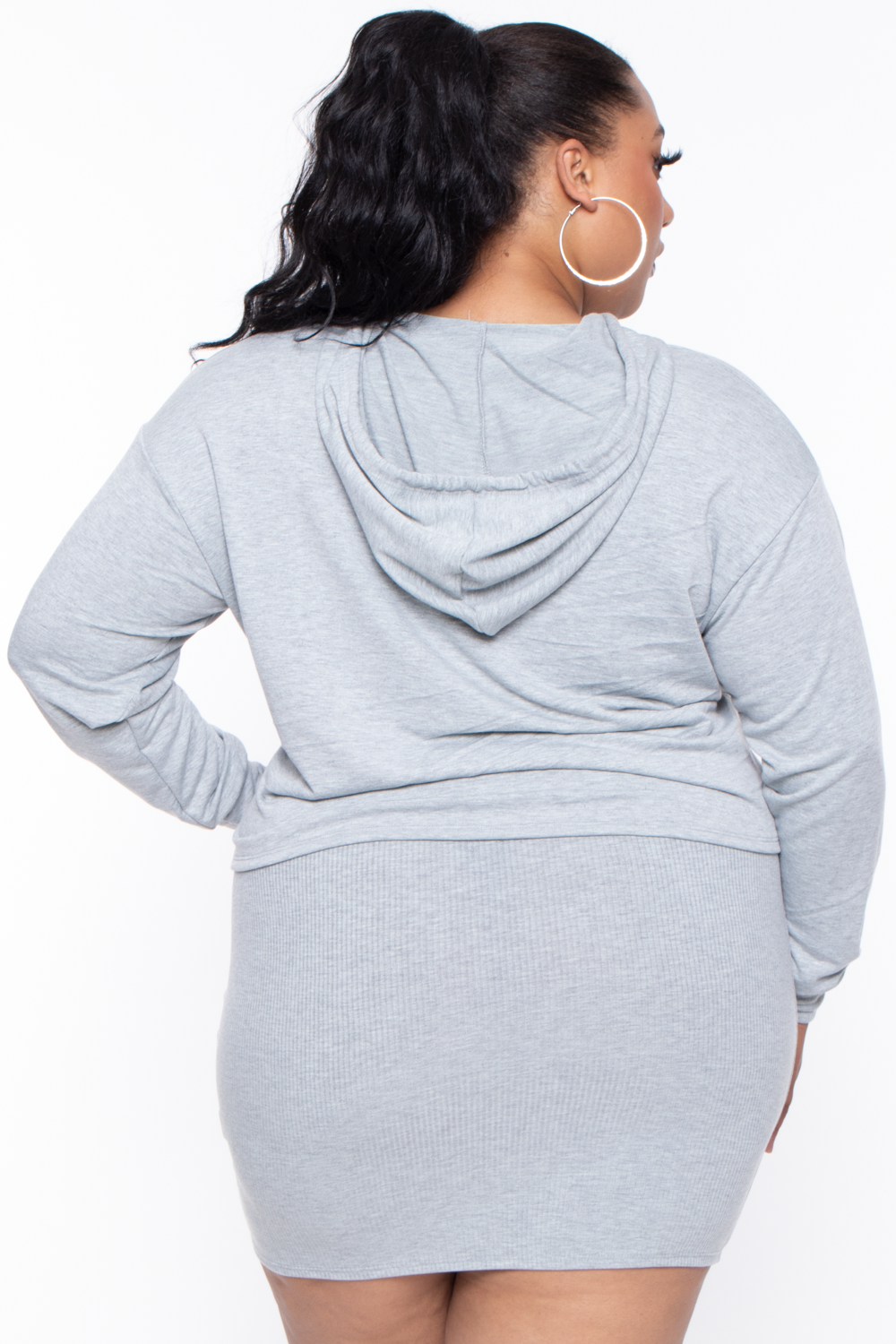 Plus Size Essential Cropped Hoodie - Heather Grey