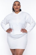 Plus Size Essential Cropped Hoodie - Ivory