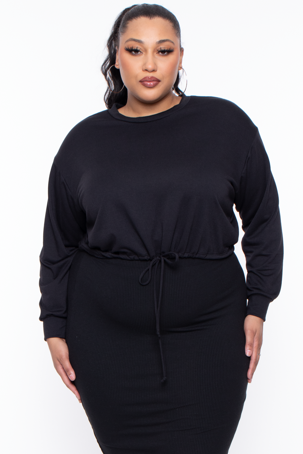 Plus Size Essential Cropped Pullover Sweatshirt - Black