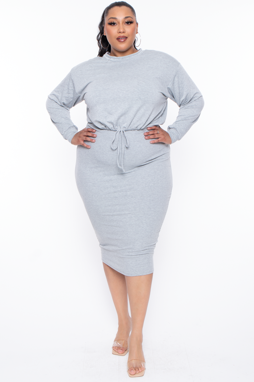 Plus Size Essential Cropped Pullover Sweatshirt - Heather Grey