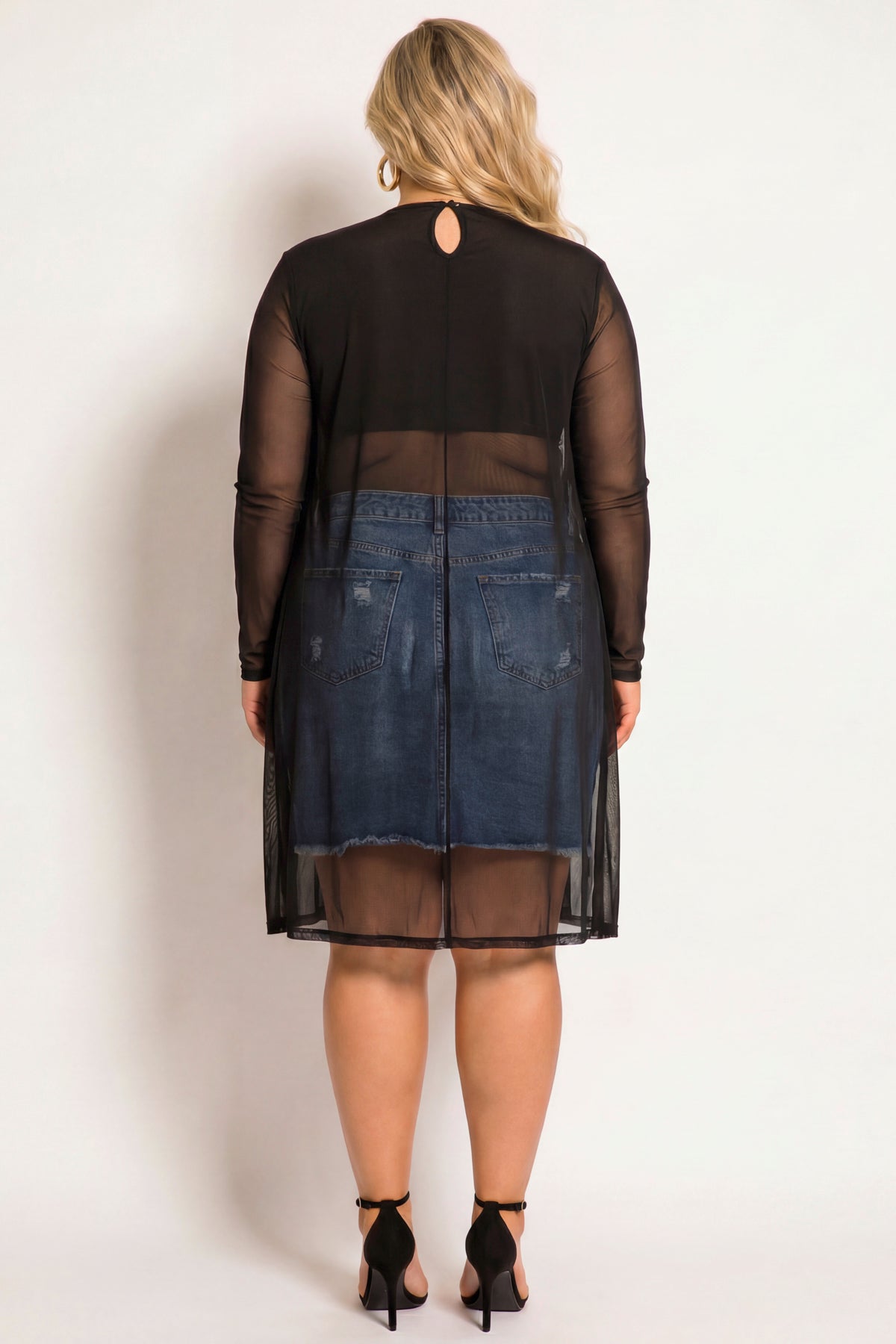 Plus Size Everly Mesh Cardigan - Black