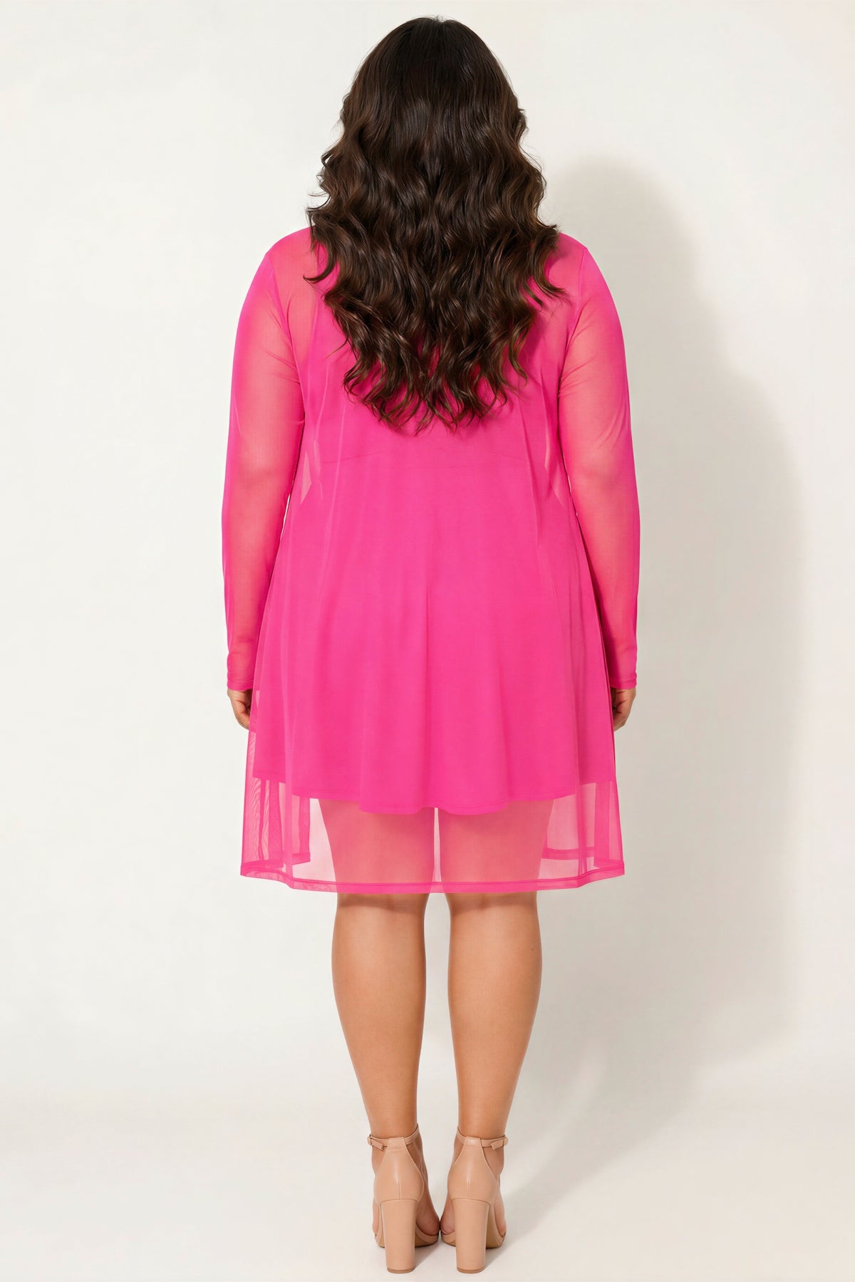 Plus Size Everly Mesh Cardigan - Fuschia