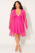Plus Size Everly Mesh Cardigan - Fuschia