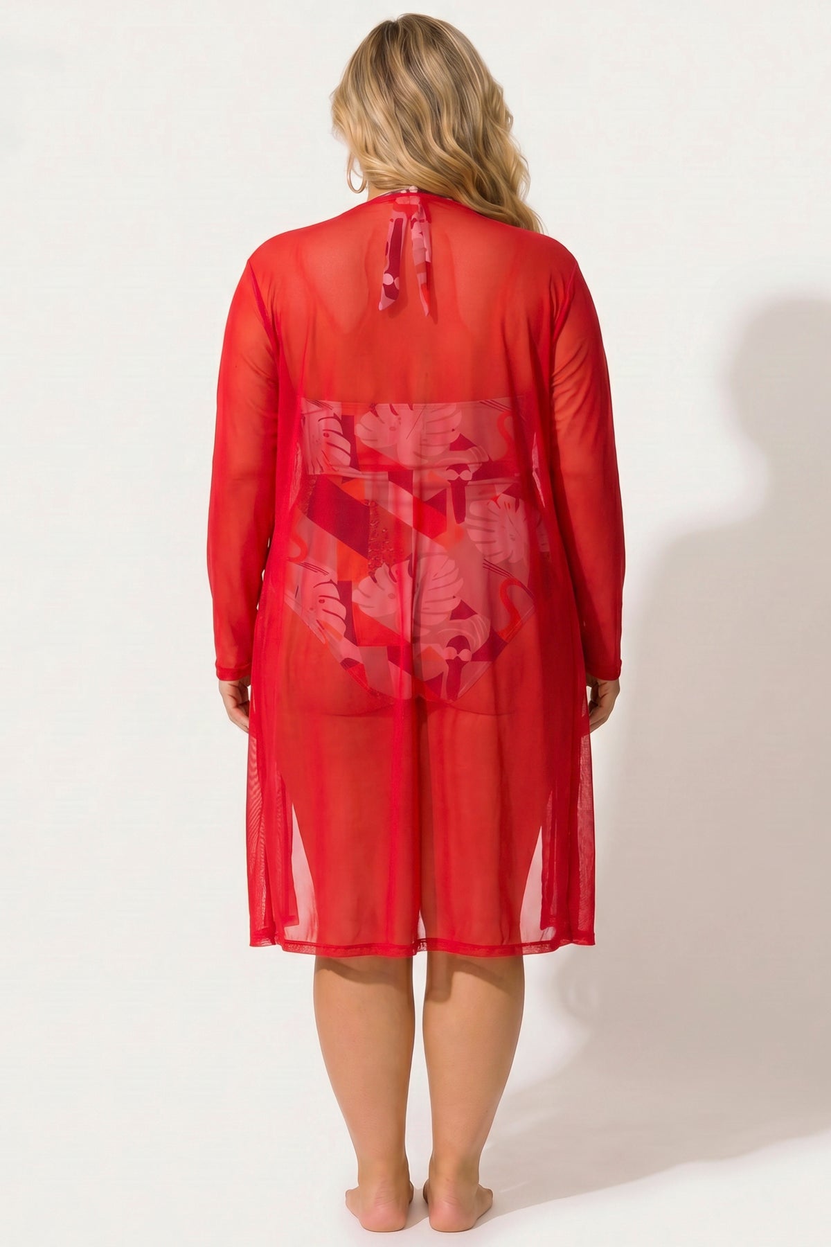 Plus Size Everly Mesh Cardigan - Red