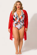 Plus Size Everly Mesh Cardigan - Red