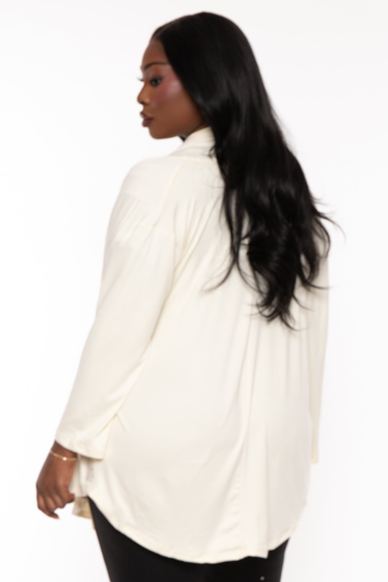 Plus Size Gayle Drape  Cardigan - Ivory