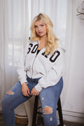 Plus Size Soho Crop Zip Up Hoodie - Heather Grey