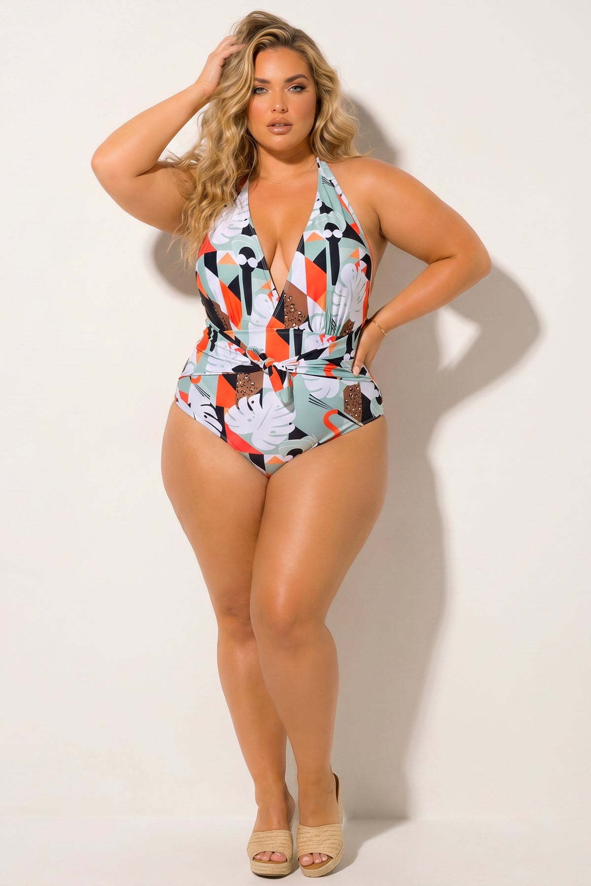 Plus Size Coastal Escape Swimsuit - Orange