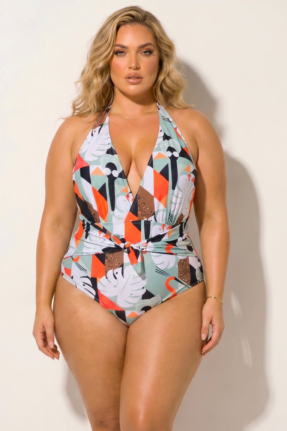 Plus Size Coastal Escape Swimsuit - Orange