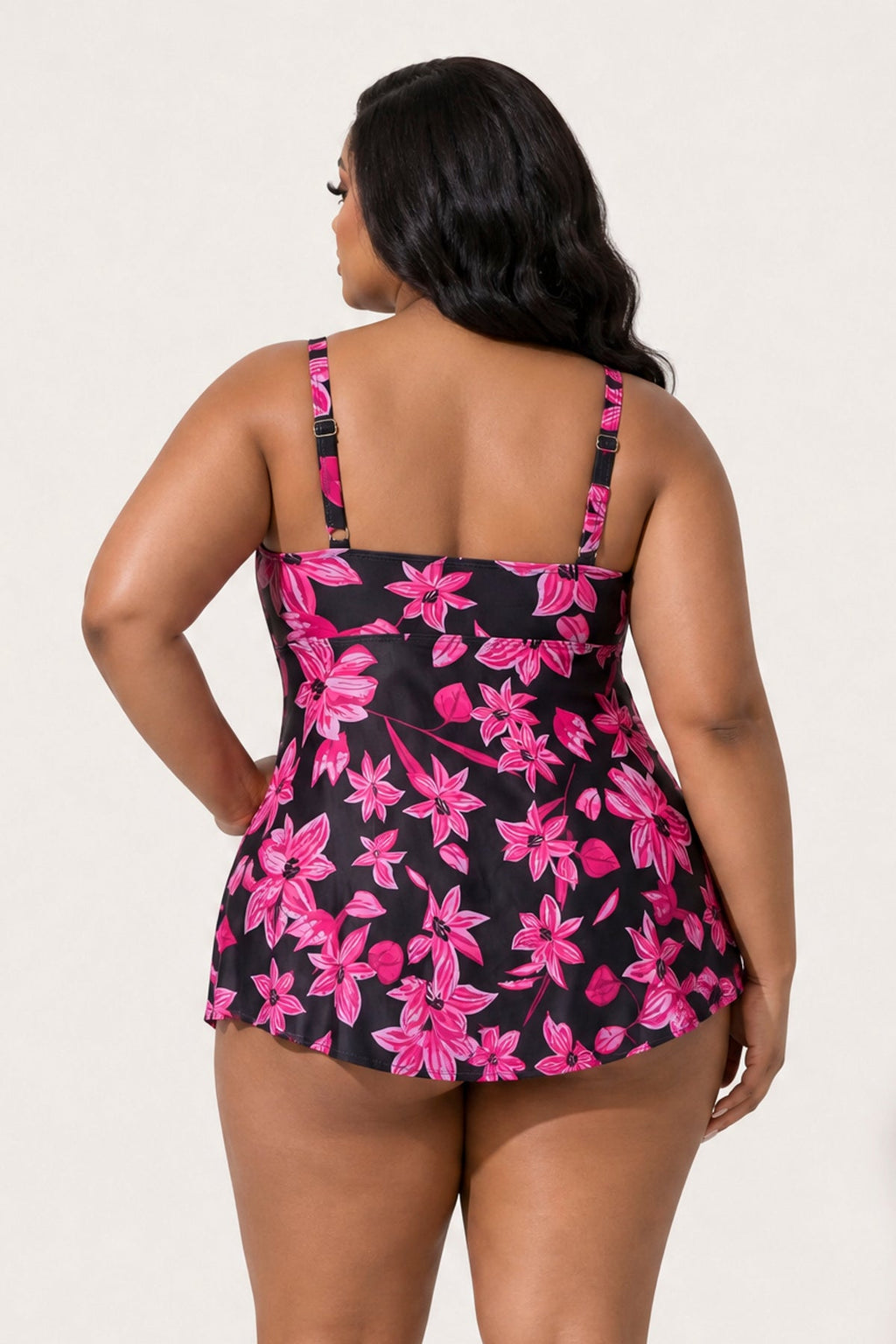 Plus Size Tropical Kiss Tankini Set - Pink