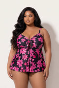 Plus Size Tropical Kiss Tankini Set - Pink