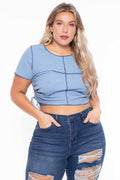Plus Size Adria Ruched Top - Blue