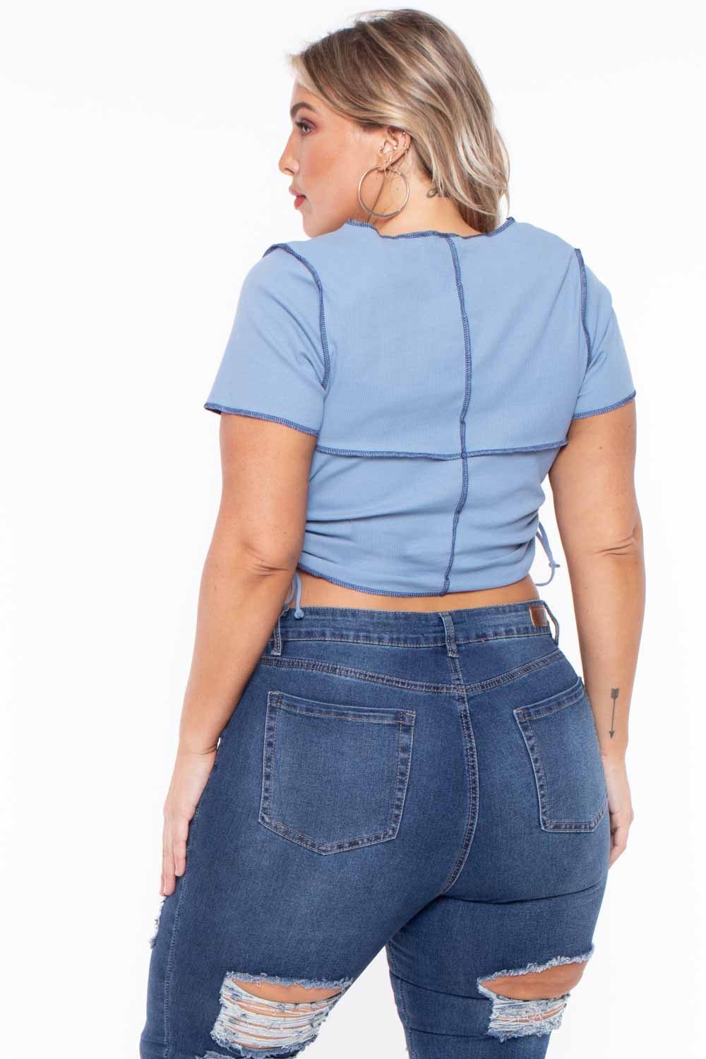 Plus Size Adria Ruched Top - Blue