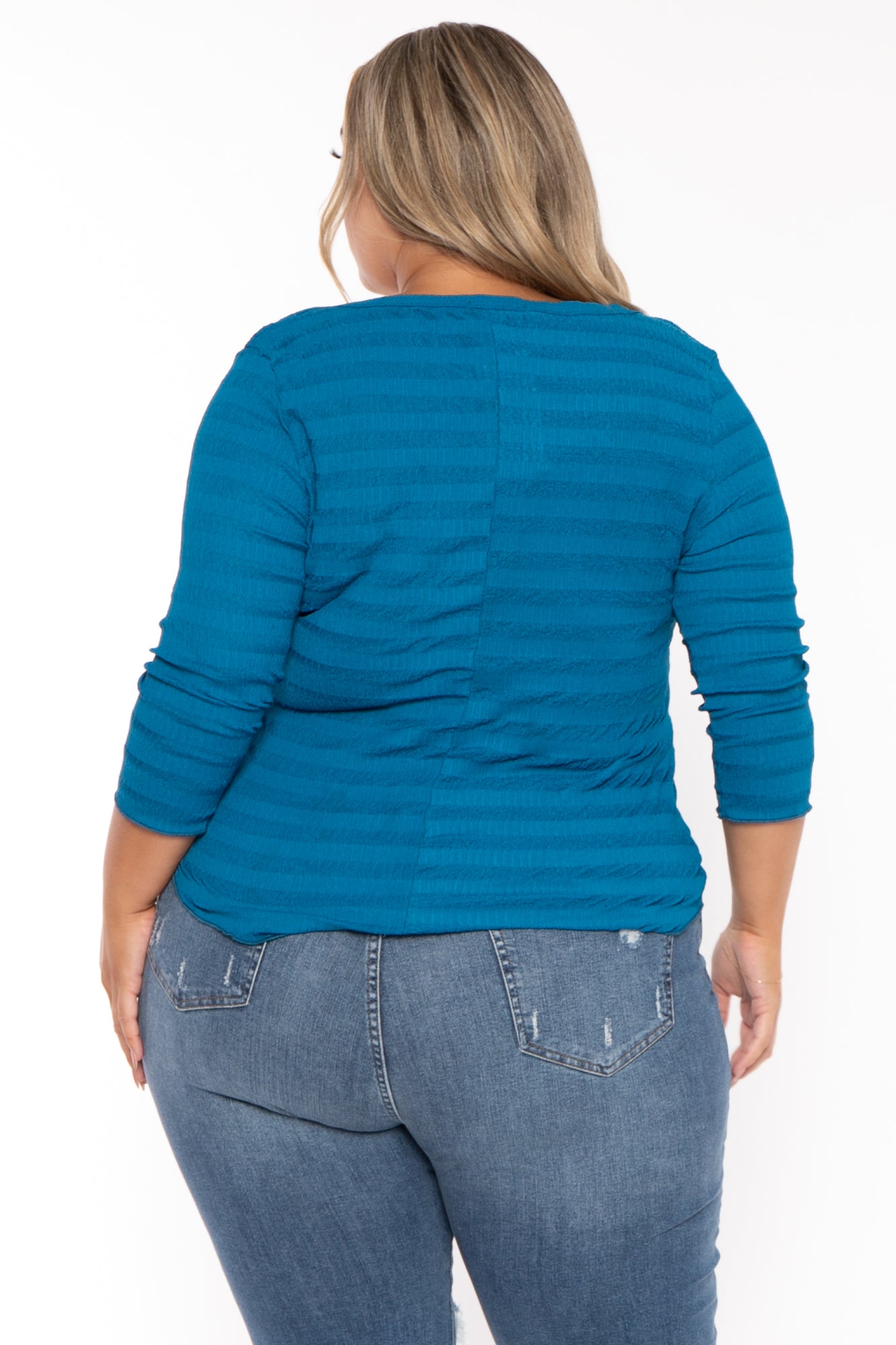 Plus Size Agnes Notch Scoop Neck Top - Teal