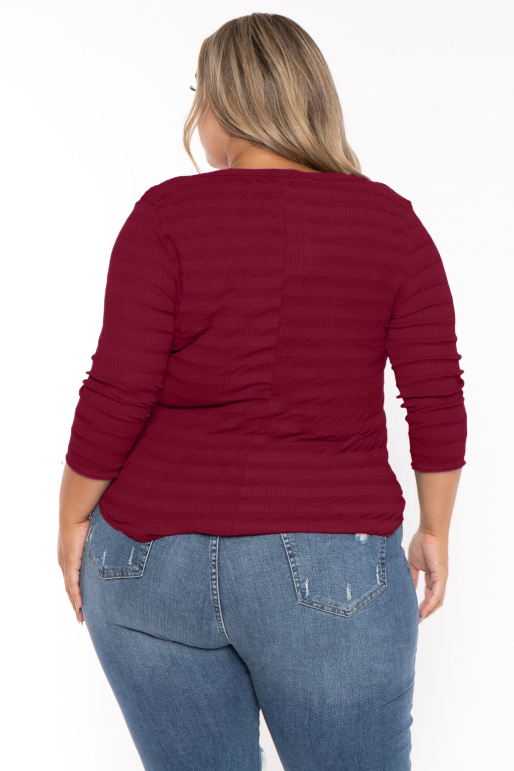 Plus Size Agnes Notch Scoop Neck Top - Wine