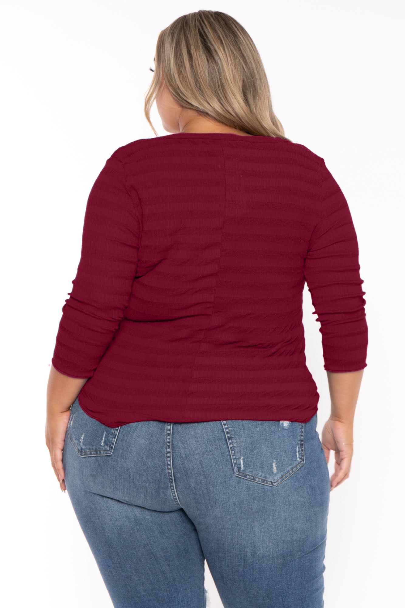 Plus Size Agnes Notch Scoop Neck Top - Wine