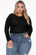 Plus Size  Amina Crew Neck Bodysuit - Black