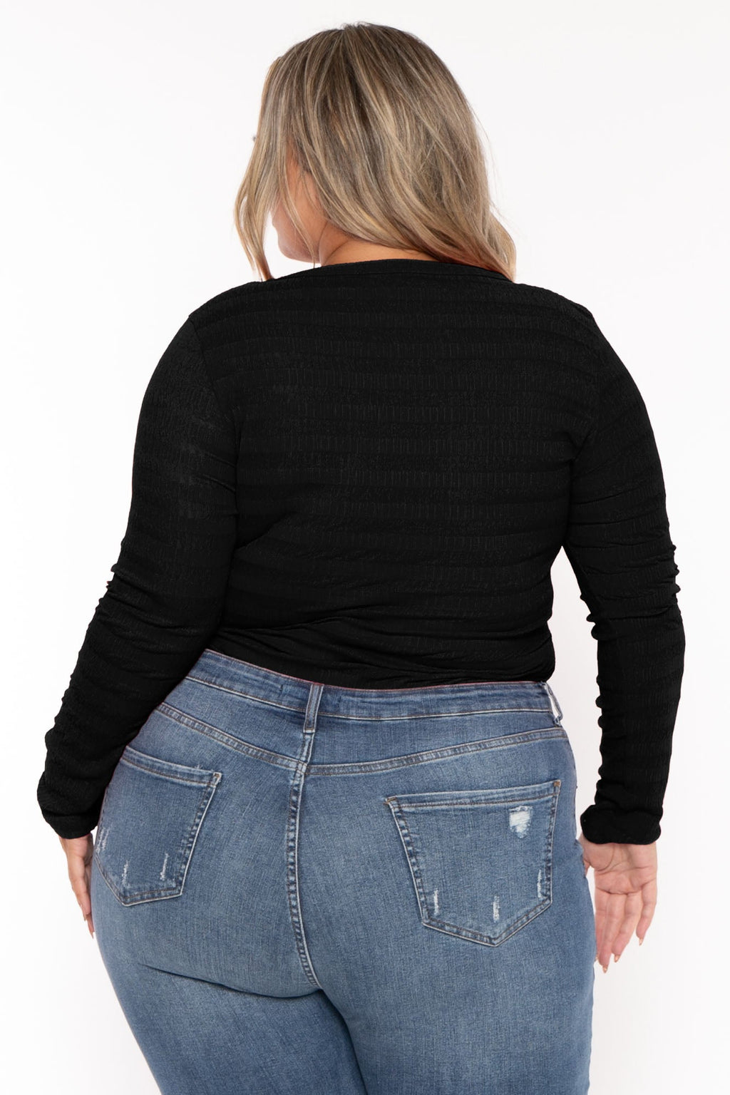 Plus Size  Amina Crew Neck Bodysuit - Black