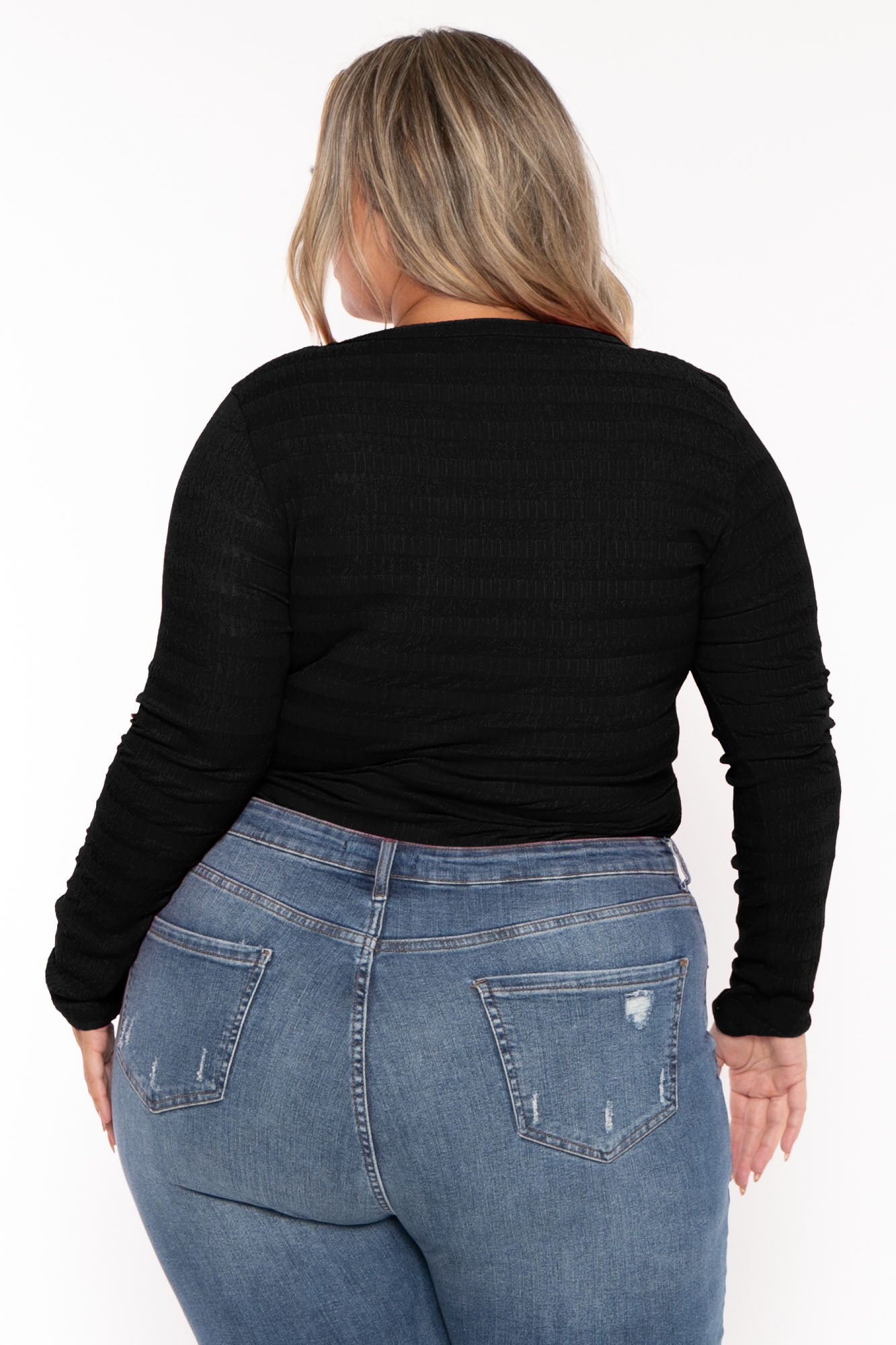 Plus Size  Amina Crew Neck Bodysuit - Black