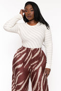 Plus Size  Amina Crew Neck Bodysuit - Ivory