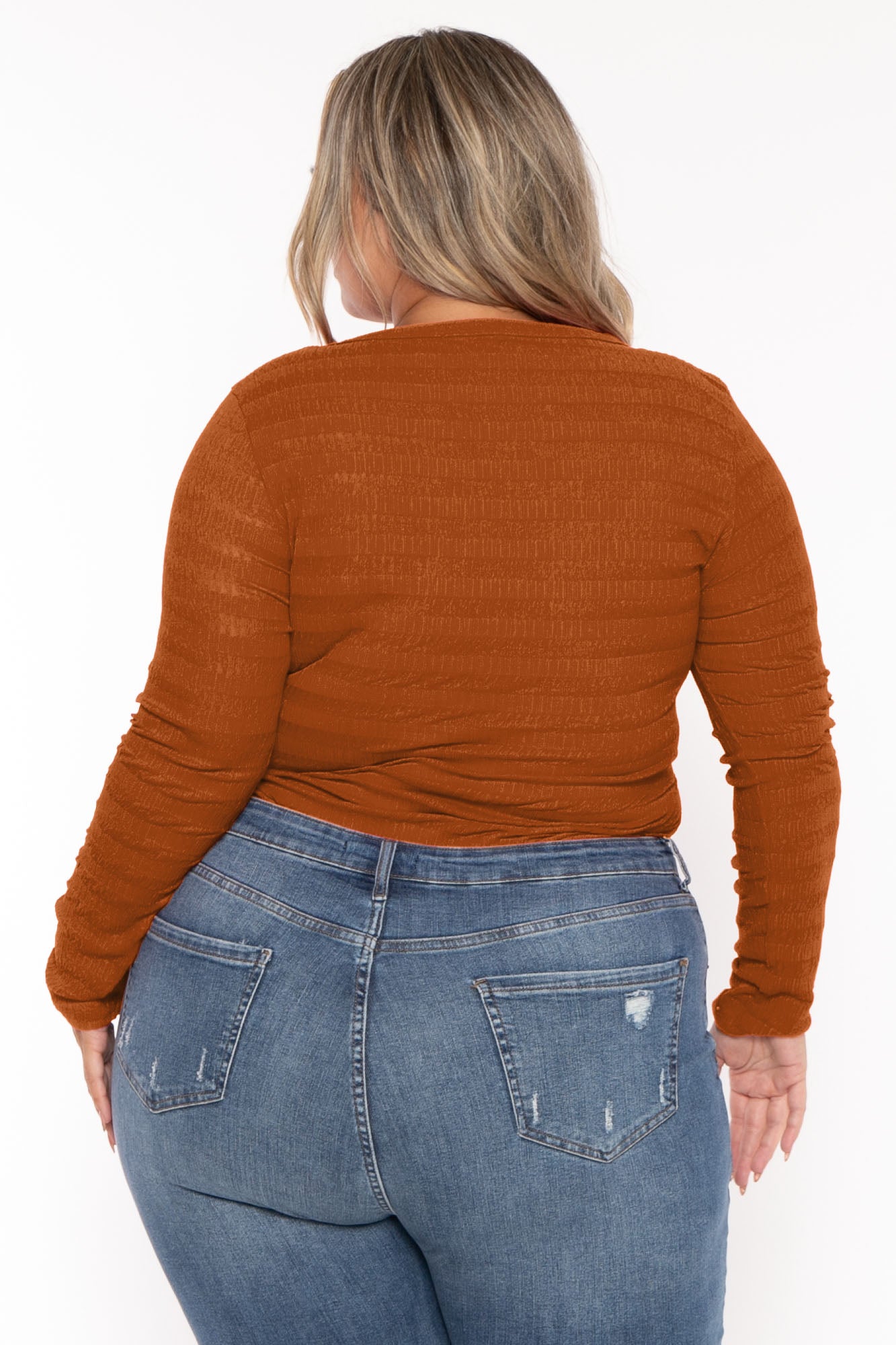 Plus Size  Amina Crew Neck Bodysuit - Rust