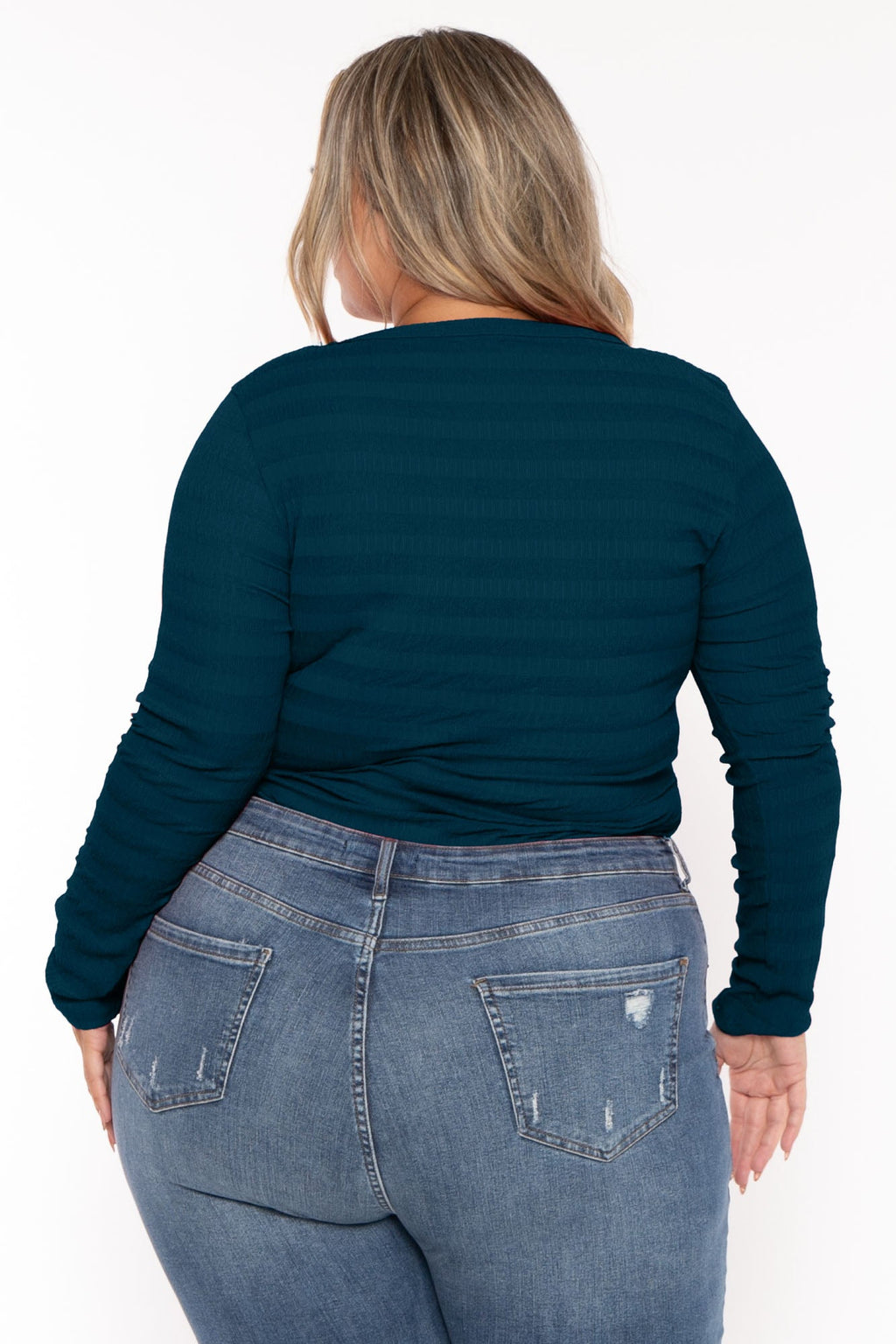 Plus Size  Amina Crew Neck Bodysuit - Teal