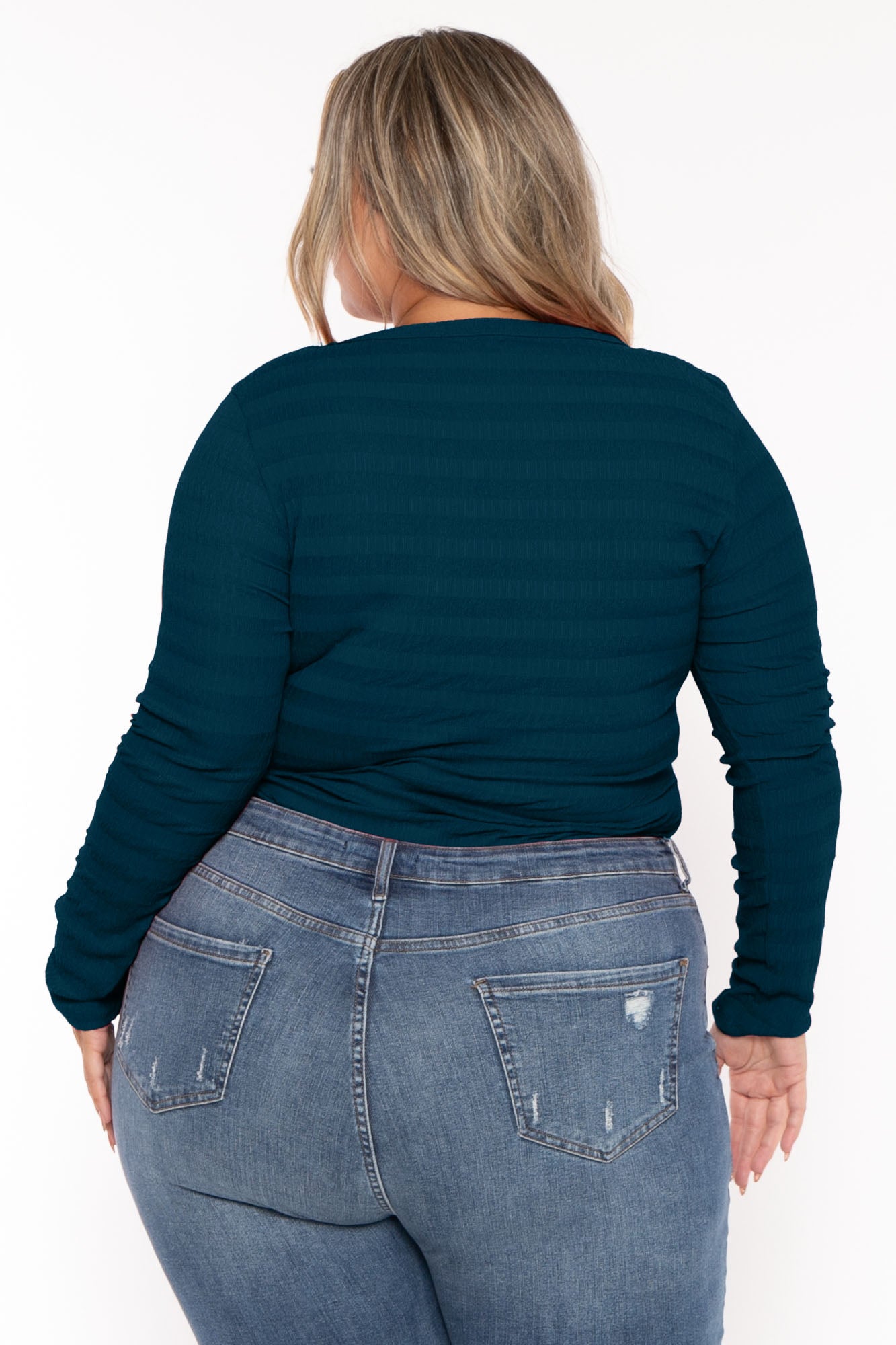 Plus Size  Amina Crew Neck Bodysuit - Teal