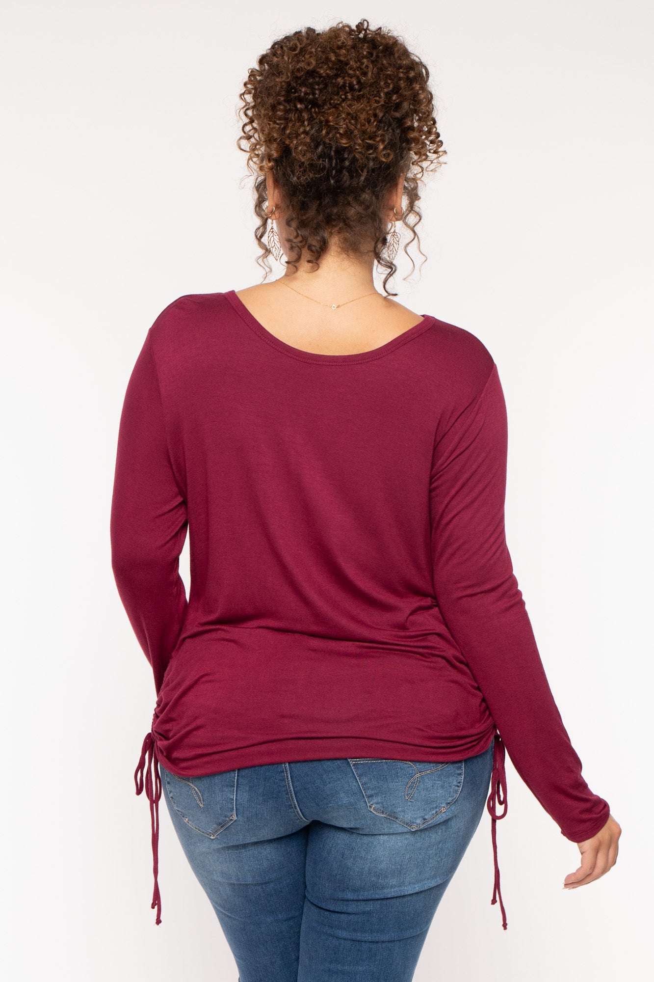Plus Size  Annie Casual  Ruched Top - Burgundy