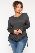 Plus Size  Annie Casual  Ruched Top - Charcoal