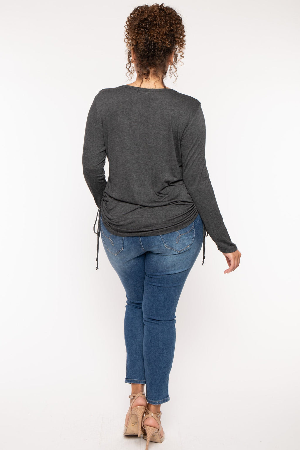 Plus Size  Annie Casual  Ruched Top - Charcoal