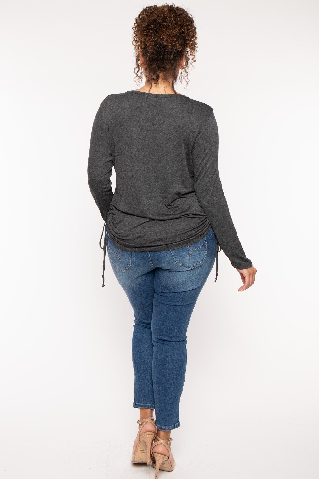 Plus Size  Annie Casual  Ruched Top - Charcoal
